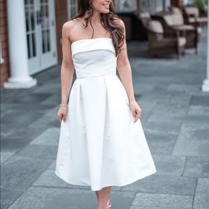 Amsale Faille Fit & Flare Dress, Ivory, Size 0